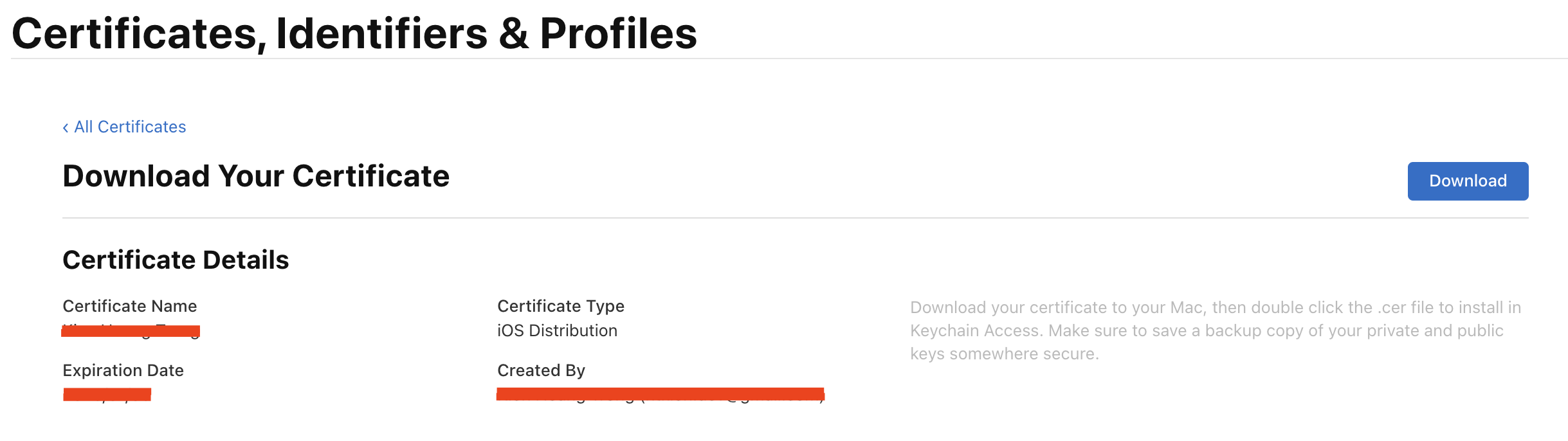Download the certificate